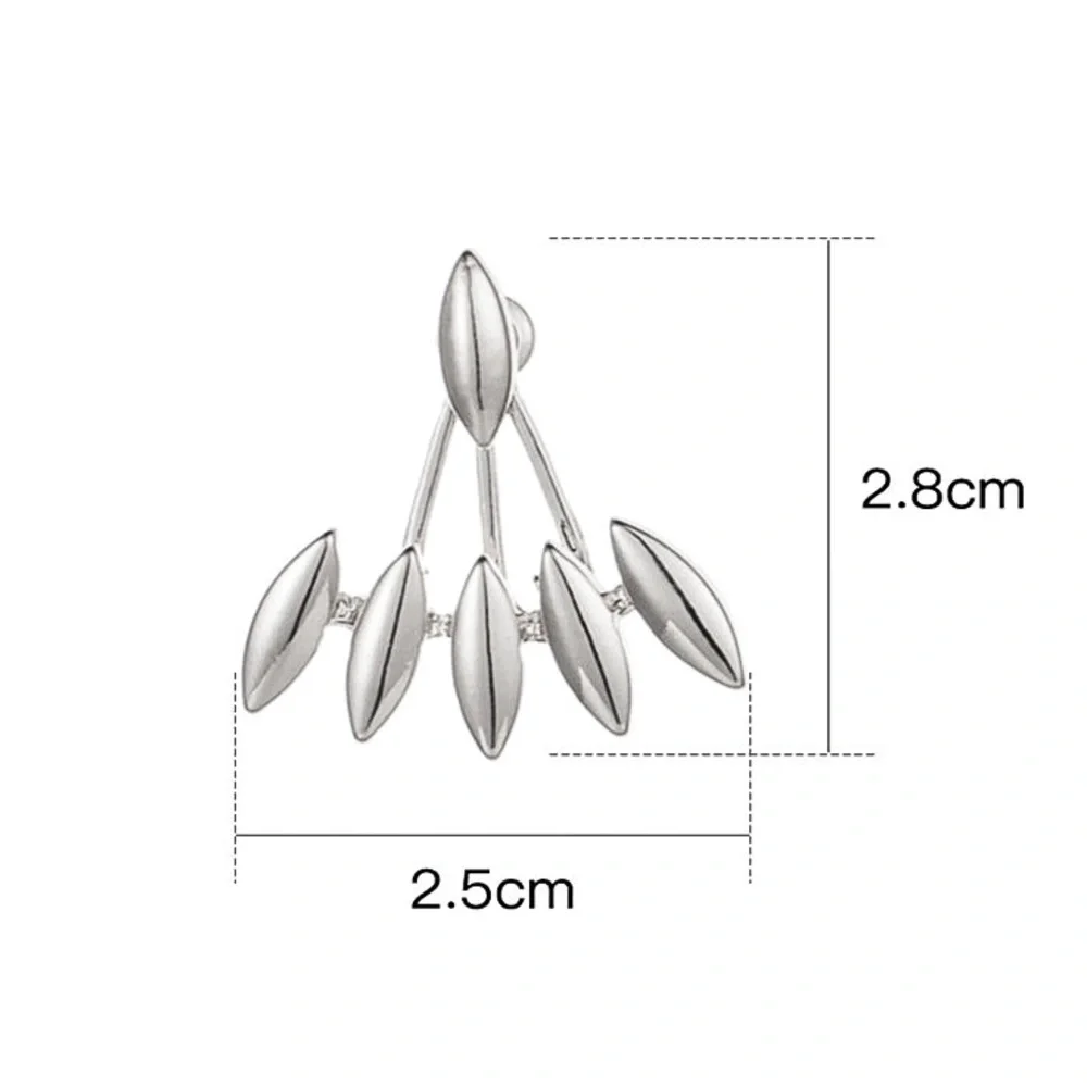 Silver Oblong Studs w/Matching Earring Jackets - Picture 6 of 7